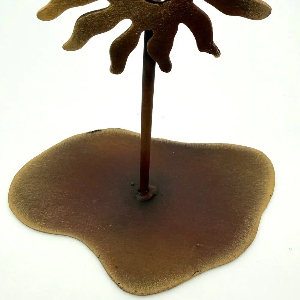 Vtg Mexico Wrought Iron Whimsy Sun Candle Holder Rustic Folk Art Celestial 10